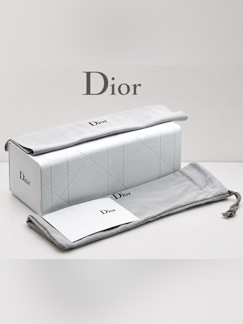 Christian Dior Eyeglasses Case Set | Authentic | White Case + Dust Bag + Box